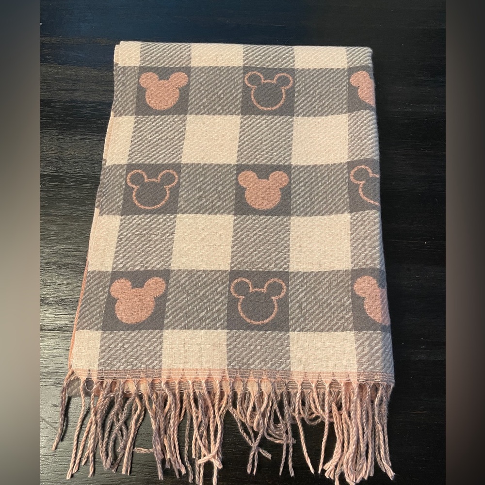Mickey Icon Pink Gray Scarf NEW
